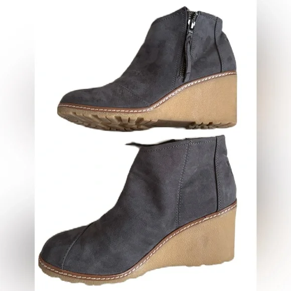 TOMS Gray Clare Wedge Boot Size 8 - Picture 5 of 8